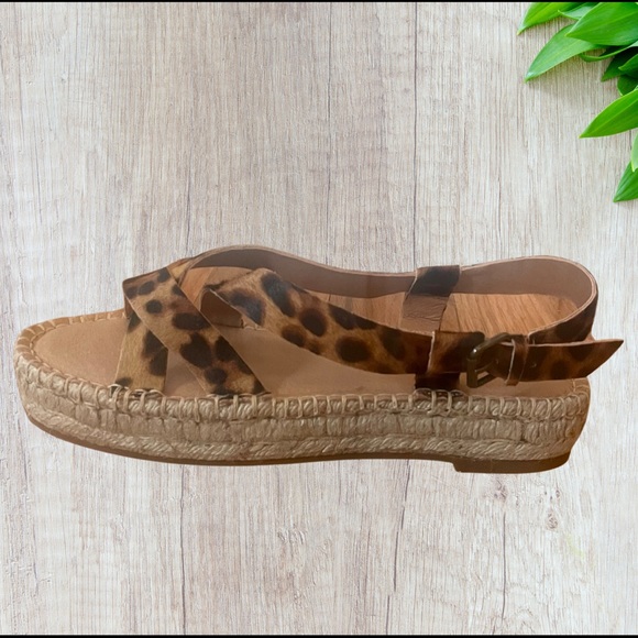 Madewell The Malia Espadrille Sandal Leopard Print Calf Hair Size 8 - Picture 4 of 7